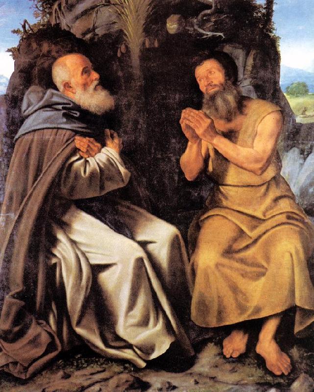 SAVOLDO, Giovanni Girolamo St Anthony Abbot and St Paul France oil painting art